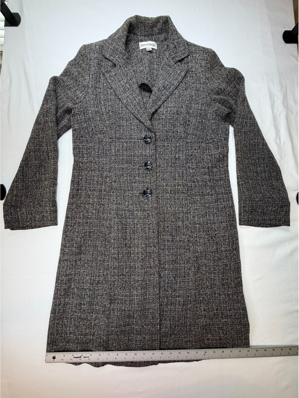 Danny & Nicole Women's Trench Coat Notch Lapel Long Sleeve Size 16 Black White